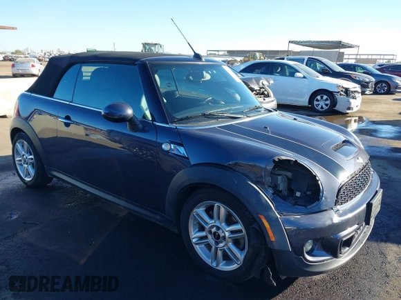 2012 MINI Convertible S with VIN WMWZP3C53CT550336, listed as a IAAI auction lot 40857283 with 51,111 mi miles and . Bid and sale history available at DreamBid. Image 1.