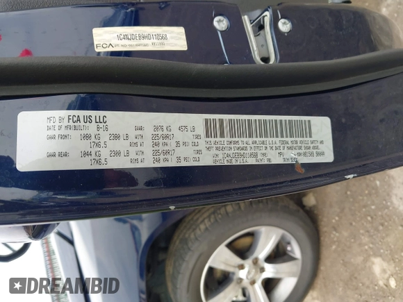 2017 Jeep Compass High Altitude with VIN 1C4NJDEB9HD110568, listed as a IAAI auction lot 42438438 with 114,088 mi miles and . Bid and sale history available at DreamBid. Image 9.