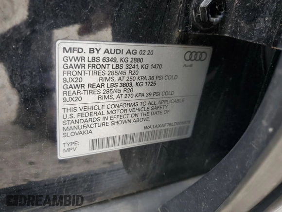 2020 Audi Q7 Premium z VIN WA1AXAF79LD005876, wystawiony jako Copart lot #58053055 z przebiegiem 131 341 mil mil oraz Tytuł czysty. Historia ofert i sprzedaży dostępna na DreamBid. Obrazek 14.