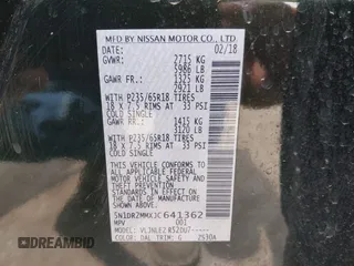 2018 Nissan Pathfinder SL with VIN 5N1DR2MMXJC641362, listed as a IAAI auction lot 42466761 with 105,486 mi miles and . Bid and sale history available at DreamBid. Image 7.