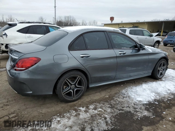 2019 Mercedes-Benz C 300 with VIN WDDWF8EB3KR505178, listed as a Copart auction lot 43122465 with 76,570 mi miles and Salvage title. Bid and sale history available at DreamBid. Image 3.