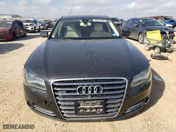 2014 Audi A8 L 4.0T with VIN WAUR2AFD6EN003560, listed as a Copart auction lot 43628395 with 158,188 mi miles and Salvage Title. Bid and sale history available at carsss.com. Image 5.