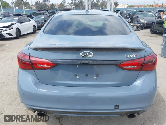 2022 Infiniti Q50 Red Sport 400 with VIN JN1FV7DP3NM370129, listed as a IAAI auction lot 42117906 with 58,607 mi miles and . Bid and sale history available at DreamBid. Image 17.