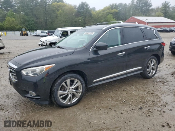 2013 Infiniti JX35 with VIN 5N1AL0MM3DC341546, listed as a Copart auction lot 55587155 with 128,846 mi miles and Clean Title. Bid and sale history available at DreamBid. Image 1.