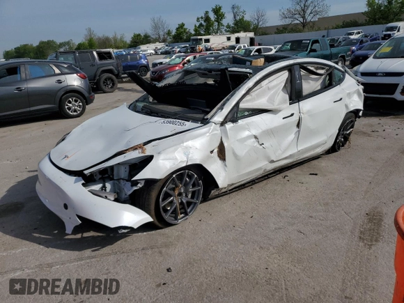2023 Tesla Model 3 with VIN 5YJ3E1EA3PF608032, listed as a Copart auction lot 53900255 with 0 mi miles and Clean Title. Bid and sale history available at carsss.com. Image 1.