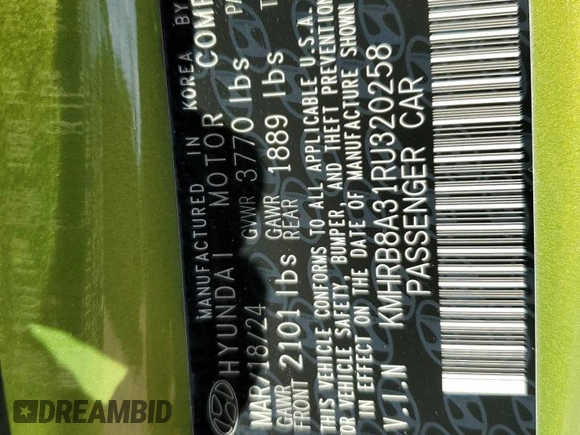 2024 Hyundai Venue SE with VIN KMHRB8A31RU320258, listed as a Copart auction lot 77896284 with 3,013 mi miles and Non Repairable. Bid and sale history available at DreamBid. Image 13.
