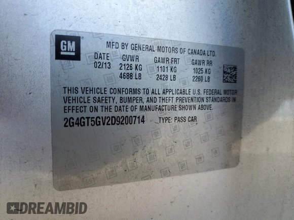 2013 Buick Regal Turbo Premium 2 z VIN 2G4GT5GV2D9200714, wystawiony jako Copart lot #47363315 z przebiegiem 149 535 mil mil oraz Szkoda całkowita • Salvage title. Historia ofert i sprzedaży dostępna na DreamBid. Obrazek 14.