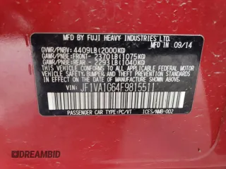 2015 Subaru WRX Limited z VIN JF1VA1G64F9815511, wystawiony jako Copart lot #49257885 z przebiegiem 81 639 mil mil oraz Szkoda całkowita • Salvage title. Historia ofert i sprzedaży dostępna na DreamBid. Obrazek 13.