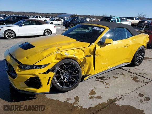 2024 Ford Mustang GT Premium с VIN 1FAGP8FFXR5110046, выставлен на аукционе Copart как лот 41424855 с пробегом 4 131 миль миль и Списание • Salvage title. История ставок и продаж доступна на DreamBid. Изображение 1.