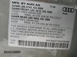 2021 Audi SQ5 Premium Plus with VIN WA1B4AFY2M2035496, listed as a Copart auction lot 79414574 with 58,326 mi miles and Salvage Title. Bid and sale history available at carsss.com. Image 13.