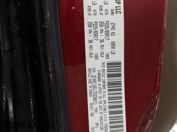 2012 Chrysler Town & Country with VIN 2C4RC1BG1CR338631, listed as a Copart auction lot 45802795 with 163,187 mi miles and Salvage Title. Bid and sale history available at DreamBid. Image 13.