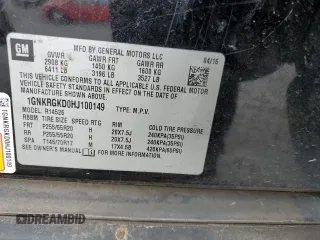 2017 Chevrolet Traverse LT with VIN 1GNKRGKD0HJ100149, listed as a Copart auction lot 45469854 with 184,348 mi miles and Salvage Title. Bid and sale history available at DreamBid. Image 14.