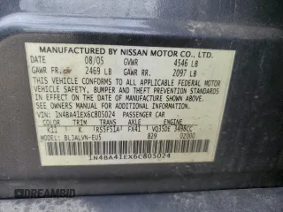 2006 Nissan Maxima 3.5 SE with VIN 1N4BA41EX6C805024, listed as a Copart auction lot 65024384 with 233,828 mi miles and Salvage Title. Bid and sale history available at carsss.com. Image 12.