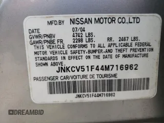 2004 Infiniti G35 w/Leather with VIN JNKCV51F44M716962, listed as a Copart auction lot 69282164 with 80,694 mi miles and Non Repairable. Bid and sale history available at DreamBid. Image 12.