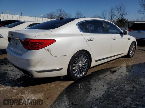 2015 Kia K900 Luxury with VIN KNALW4D40F6020543, listed as a Copart auction lot 45549255 with 164,780 mi miles and Salvage Title. Bid and sale history available at carsss.com. Image 3.