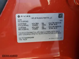2023 Rivian R1T Adventure with VIN 7FCTGAAA0PN024599, listed as a Copart auction lot 50269955 with 0 mi miles and Salvage Title. Bid and sale history available at carsss.com. Image 12.