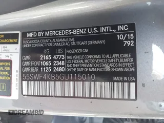2016 Mercedes-Benz C 300 Luxury с VIN 55SWF4KB5GU115010, выставлен на аукционе IAAI как лот 42685752 с пробегом 62 483 миль миль и . История ставок и продаж доступна на DreamBid. Изображение 9.