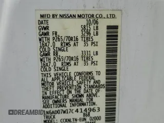 2007 Nissan Frontier Nismo с VIN 1N6AD07W17C414963, выставлен на аукционе Copart как лот 55517895 с пробегом 207 724 миль миль и Списание • Salvage title. История ставок и продаж доступна на DreamBid. Изображение 12.