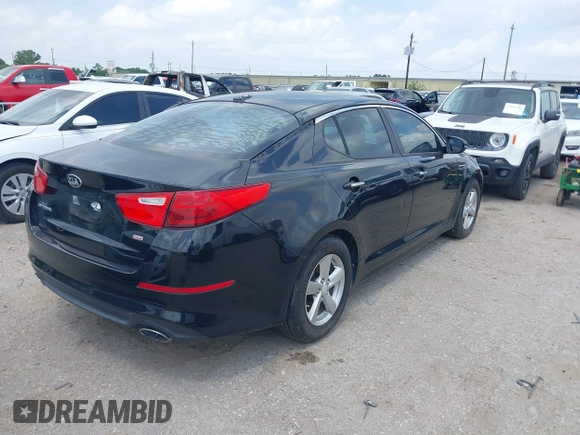 2015 Kia Optima LX with VIN 5XXGM4A7XFG457587, listed as a IAAI auction lot 42162593 with Not Provided miles. Bid and sale history available at carsss.com. Image 4.