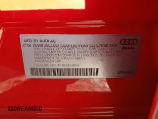 2007 Audi A4 2.0T with VIN WAUAF78E97A035908, listed as a Copart auction lot 87883905 with 160,029 mi miles and Salvage Title. Bid and sale history available at carsss.com. Image 14.