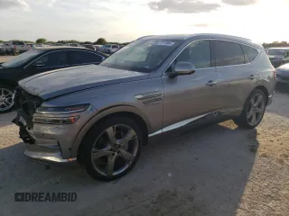 2021 Genesis GV80 Advanced Plus with VIN KMUHCESC1MU031333, listed as a Copart auction lot 77217844 with 9,367 mi miles and Salvage Title. Bid and sale history available at DreamBid. Image 1.
