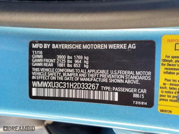 2017 MINI Hardtop 4 Door Cooper S with VIN WMWXU3C31H2D33267, listed as a Copart auction lot 75003634 with 147,590 mi miles and Salvage Title. Bid and sale history available at carsss.com. Image 12.