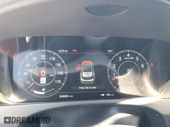 2019 Jaguar F-Pace S with VIN SADCM2FV1KA395386, listed as a Copart auction lot 54336645 with 43,020 mi miles and Salvage Title. Bid and sale history available at DreamBid. Image 9.