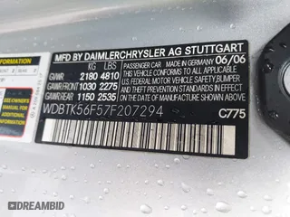 2007 Mercedes-Benz CLK-Class 3.5L with VIN WDBTK56F57F207294, listed as a IAAI auction lot 42128925 with 122,162 mi miles. Bid and sale history available at carsss.com. Image 9.