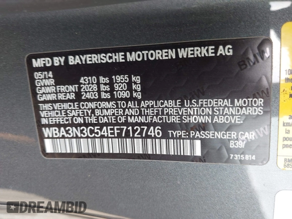 2014 BMW 4 Series 428i с VIN WBA3N3C54EF712746, выставлен на аукционе IAAI как лот 42123550 с пробегом 97 694 миль миль и . История ставок и продаж доступна на DreamBid. Изображение 9.