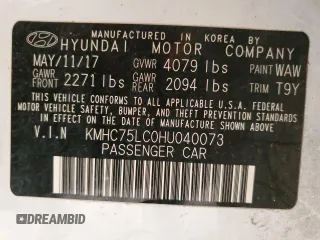 2017 Hyundai Ioniq SEL z VIN KMHC75LC0HU040073, wystawiony jako Copart lot #58232545 z przebiegiem 113 186 mil mil oraz Czysty tytuł • Clean title. Historia ofert i sprzedaży dostępna na DreamBid. Obrazek 12.