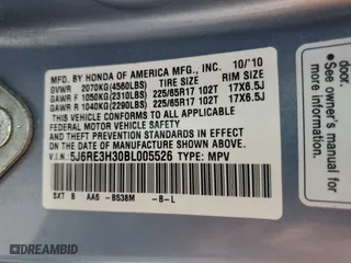 2011 Honda CR-V LX with VIN 5J6RE3H30BL005526, listed as a Copart auction lot 50001745 with 153,160 mi miles and Salvage Title. Bid and sale history available at carsss.com. Image 13.