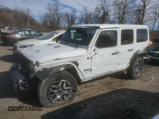 2025 Jeep Wrangler Sahara with VIN 1C4PJXENXSW500496, listed as a Copart auction lot 48501765 with 6,265 mi miles and Salvage Title. Bid and sale history available at DreamBid. Image 1.