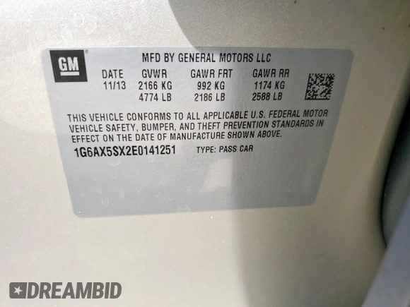 2014 Cadillac CTS Luxury AWD with VIN 1G6AX5SX2E0141251, listed as a Copart auction lot 62943445 with 85,614 mi miles and Salvage title. Bid and sale history available at DreamBid. Image 12.
