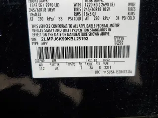 2019 Lincoln Nautilus Select with VIN 2LMPJ6K99KBL25192, listed as a Copart auction lot 48741623 with 43,481 mi miles. Bid and sale history available at carsss.com. Image 13.