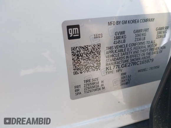 2024 Chevrolet Trax 1RS with VIN KL77LGE27RC165979, listed as a IAAI auction lot 41981230 with 1 mi miles. Bid and sale history available at carsss.com. Image 9.