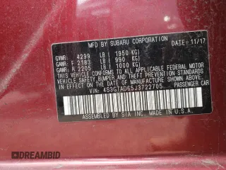 2018 Subaru Impreza Premium with VIN 4S3GTAD65J3722705, listed as a Copart auction lot 58803485 with 116,047 mi miles and Salvage title. Bid and sale history available at DreamBid. Image 12.