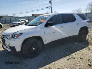 2019 Chevrolet Traverse LS z VIN 1GNEVFKW3KJ251580, wystawiony jako Copart lot #49617665 z przebiegiem 83 159 mil mil oraz Szkoda całkowita • Salvage title. Historia ofert i sprzedaży dostępna na DreamBid. Obrazek 1.