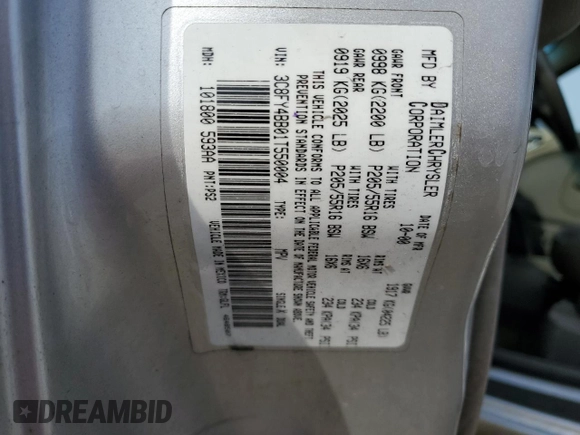 2001 Chrysler PT Cruiser with VIN 3C8FY4BB01T550004, listed as a Copart auction lot 53207285 with 141,515 mi miles and Clean title. Bid and sale history available at DreamBid. Image 15.