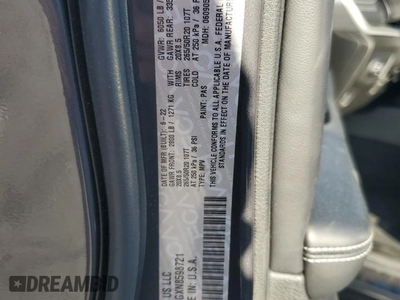2022 Jeep Grand Cherokee Laredo with VIN 1C4RJHAGXN8598721, listed as a Copart auction lot 83541784 with 5,802 mi miles and Salvage title. Bid and sale history available at DreamBid. Image 13.