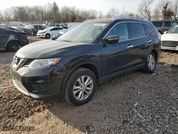 2015 Nissan Rogue SV with VIN KNMAT2MV6FP577385, listed as a Copart auction lot 48933005 with 185,630 mi miles and Salvage Title. Bid and sale history available at carsss.com. Image 1.