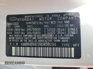 2022 Hyundai Palisade SEL с VIN KM8R4DHE1NU458094, выставлен на аукционе Copart как лот 62136285 с пробегом 36 021 миль миль и Списание • Salvage title. История ставок и продаж доступна на DreamBid. Изображение 13.
