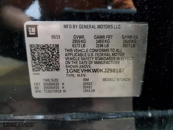 2019 Chevrolet Traverse LT Leather with VIN 1GNEVHKW0KJ298187, listed as a Copart auction lot 49052085 with 48,426 mi miles and Salvage Title. Bid and sale history available at carsss.com. Image 13.