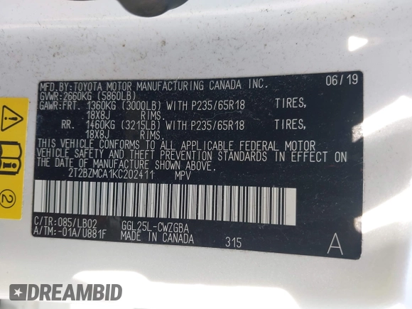 2019 Lexus RX with VIN 2T2BZMCA1KC202411, listed as a IAAI auction lot 40758623 with 93,958 mi miles. Bid and sale history available at carsss.com. Image 9.