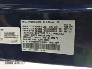 2019 Honda Odyssey EX с VIN 5FNRL6H59KB135936, выставлен на аукционе IAAI как лот 42155144 с пробегом 89 987 миль миль и . История ставок и продаж доступна на DreamBid. Изображение 9.