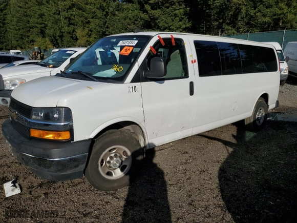 2019 Chevrolet Express Passenger LT with VIN 1GAZGPFG6K1363036, listed as a Copart auction lot 76491854 with 0 mi miles and Salvage Title. Bid and sale history available at carsss.com. Image 1.