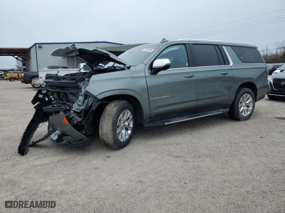 2023 Chevrolet Suburban Premier with VIN 1GNSCFKD8PR476982, listed as a Copart auction lot 46485075 with 47,447 mi miles and Salvage Title. Bid and sale history available at carsss.com. Image 1.