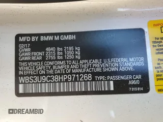2017 BMW M4 with VIN WBS3U9C38HP971268, listed as a Copart auction lot 81133614 with 31,540 mi miles and Salvage title. Bid and sale history available at DreamBid. Image 12.