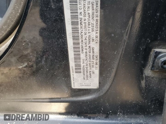 2012 Volkswagen Jetta SE with VIN 3VWDX7AJ0CM314940, listed as a Copart auction lot 61930085 with 221,356 mi miles and Salvage title. Bid and sale history available at DreamBid. Image 12.
