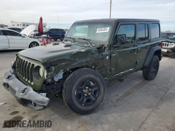 2021 Jeep Wrangler Unlimited Sport Altitude with VIN 1C4HJXDG7MW708491, listed as a Copart auction lot 83564304 with 8,319 mi miles and Clean Title. Bid and sale history available at carsss.com. Image 1.