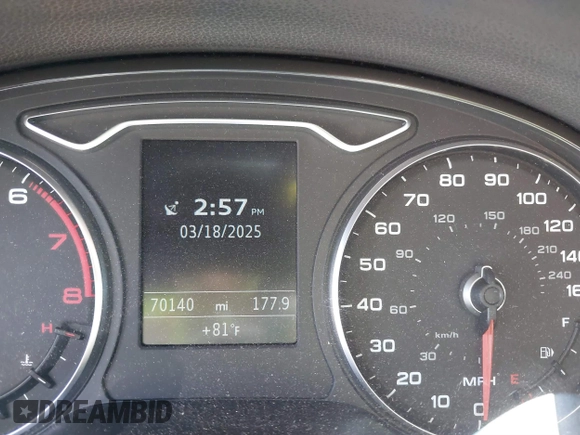 2015 Audi A3 1.8T Premium with VIN WAUACGFF0F1033693, listed as a IAAI auction lot 41823346 with 70,140 mi miles. Bid and sale history available at carsss.com. Image 15.